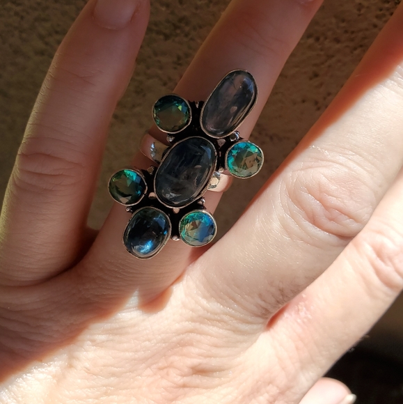New Kyanite & Bi-Color Tourmaline 925 Silver Ring. - Picture 8 of 11